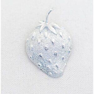 Vintage Silver Strawberry Brooch by Sarah Coventry - T18